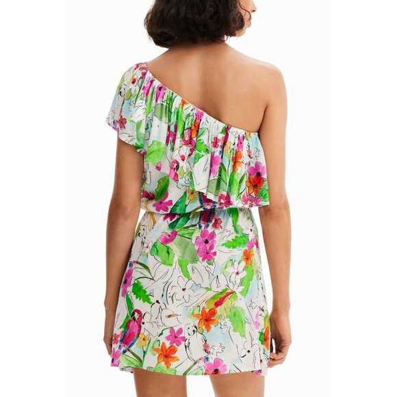 DESIGUAL Tropical asymmetric mini dress in Floral Multi Size M - Picture 4 of 15